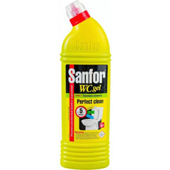 Чистящее средство "SANFOR WC" гель лимонная свежесть 1000 мл.(10)