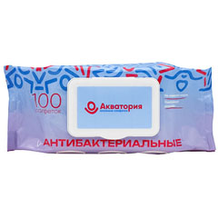 Салфетки влажные "АКВАТОРИЯ" антибактериальные с клапаном 120 шт.(20)