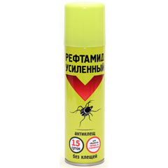 Средство от насекомых "РЕФТАМИД" аэрозоль усиленная защита от клещей 150 мл.(24)