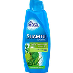 Шампунь "SHAMTU" глубокое очищение и свежесть с экстрактами трав 650 мл./скидки не действуют/(6)