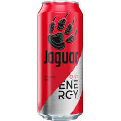 Напиток энергетический "JAGUAR CULT" красный газированный безалкогольный с ягодным вкусом банка 0,45 л.(12)