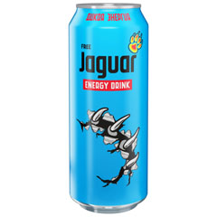 Напиток энергетический "JAGUAR FREE" синий газированный безалкогольный вкус энергетика банка 0,45 л.(12)