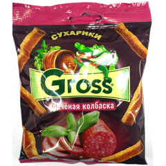 Сухарики "GROSS" со вкусом копченой колбаски 40 гр.(60)