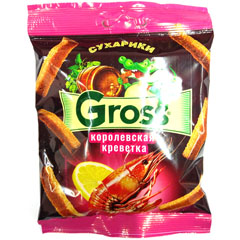 Сухарики "GROSS" со вкусом королевской креветки 40 гр.(60)