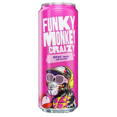 Напиток "FUNKY MONKEY CRAZY" Личи-Питахайя газированный безалкогольный банка 0,45 мл.(12)