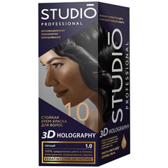 Краска для волос "STUDIO 3D HOLOGRAPHY" 1.0 черный 1 шт./скидки не действуют/(6)