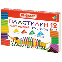 Пластилин "ПИФАГОР" Веселая такса 12 цветов.(32)