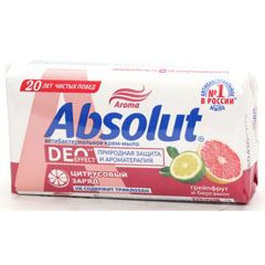 Мыло туалетное "ABSOLUT" крем грейпфрут и бергамот антибактериальное 90 гр.(72)