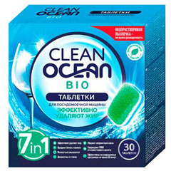 Средство "OCEAN CLEAN" bio таблетки для посудомоечных машин 30 шт 540 гр.(14)