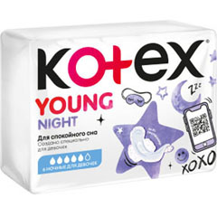 Прокладки "KOTEX" янг ночные 6 шт.(24)