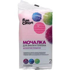 Мочалка "FUN CLEAN" из поролона в пластиковой оплетке для эмали и тефлона 2 шт.(25)