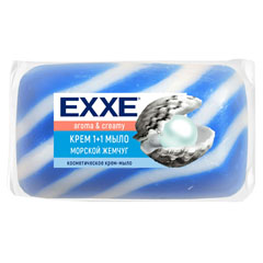 Мыло-крем "EXXE" 1+1 морской жемчуг полосатое синее 80 гр.(72)