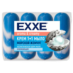 Мыло-крем "EXXE" 1+1 морской жемчуг синее 4*90 гр 360 гр.(12)