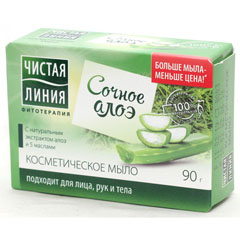 Мыло туалетное "ЧИСТАЯ ЛИНИЯ" косметическое сочное алоэ 90 гр.(48)