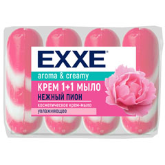 Мыло-крем "EXXE" 1+1 нежный пион полосатое розовое 4*90 гр 360 гр.(12)