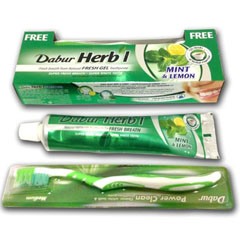 Зубная паста "DABUR" гель с мятой и лимоном 150 гр.+ зубная щетка(48)