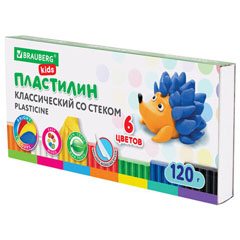 Пластилин "BRAUBERG" Kids 6 цветов.(32)