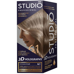 Краска для волос "STUDIO 3D HOLOGRAPHY" 6.1 пепельно- русый 1 шт./скидки не действуют/(6)